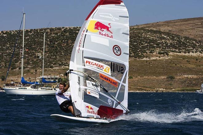 Bjorn Dunkerbeck at full speed - 2008 Alaçati PWA World Cup  ©  John Carter / PWA http://www.pwaworldtour.com